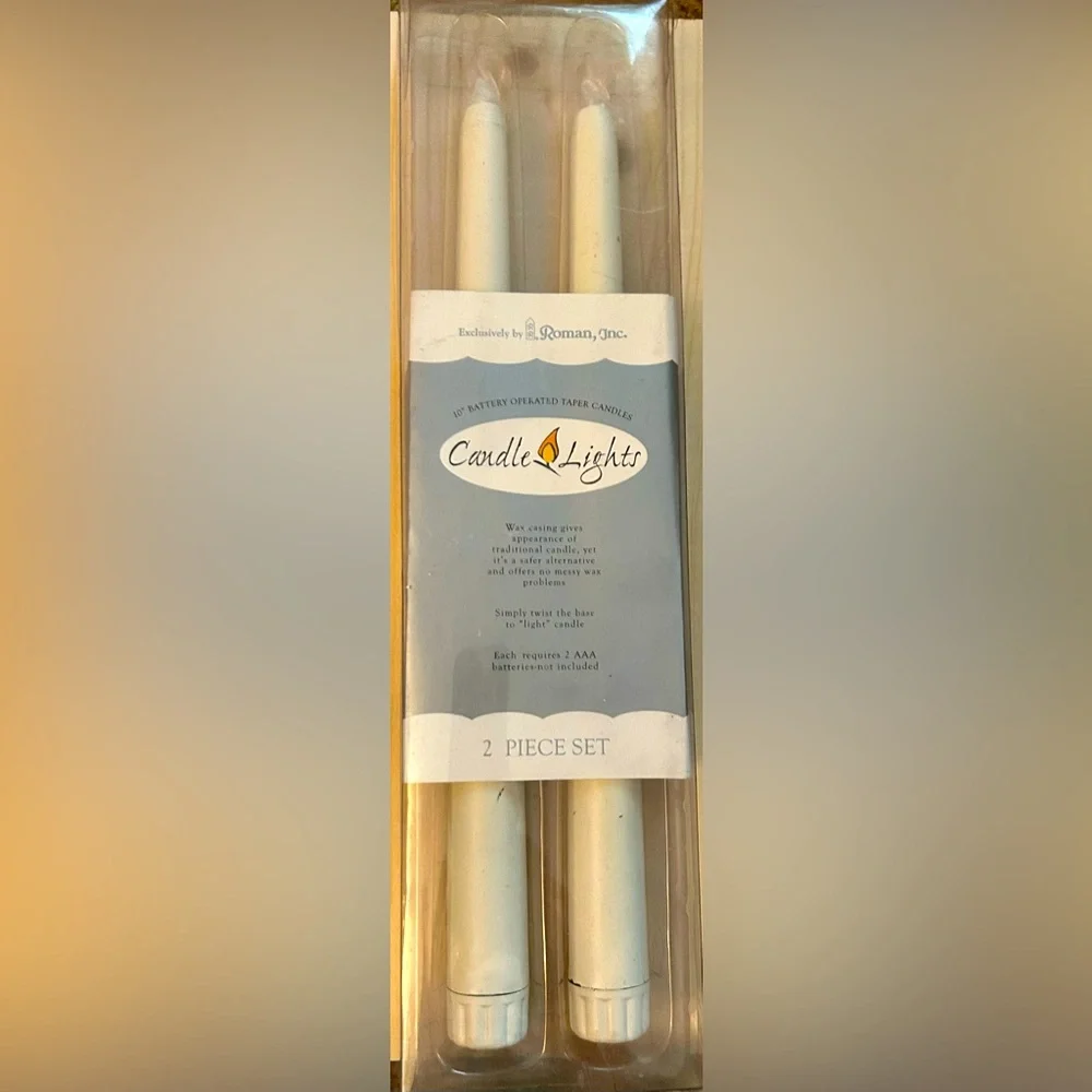 Candle Lights Roman Inc Premium Flickering Flameless Taper Candles 2 piece set